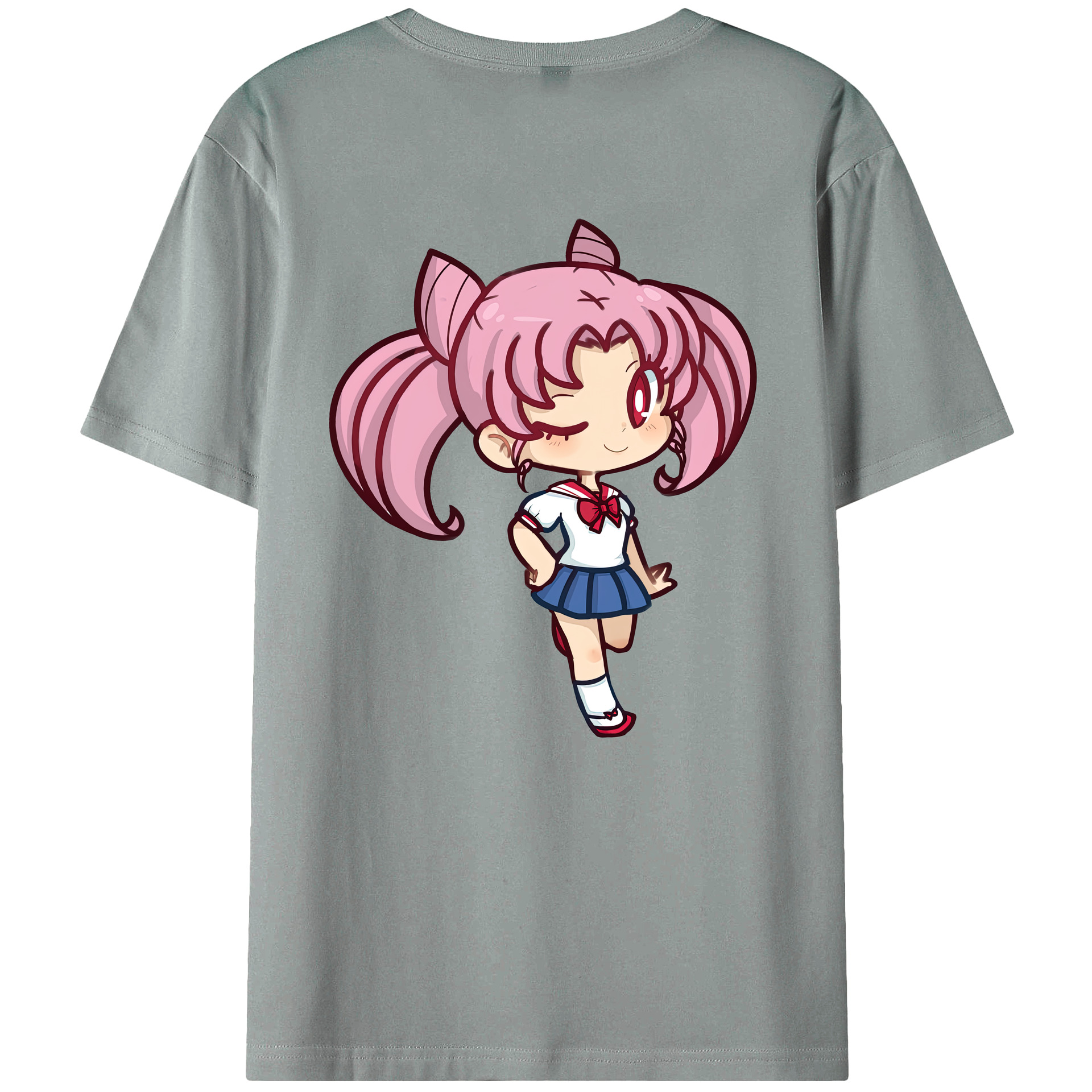 （画像用） 美少女戦士セーラームーン ちびうさ Sailor Moon Chibiusa Tsukino Usagi Small Lady Serenity 綿100％ メンズ半袖Tシャツ（バックプリント） 通気性